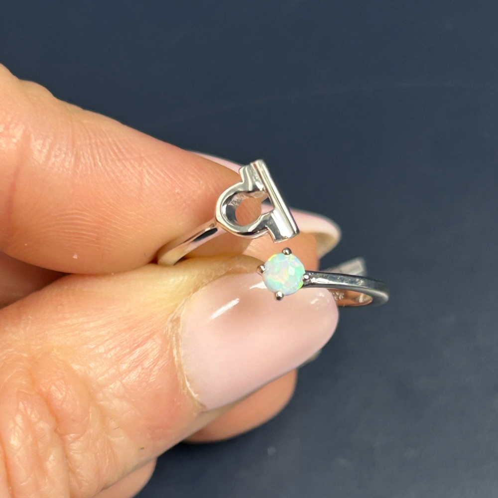 Sample Sterling Silver White Opal Ring Size #7